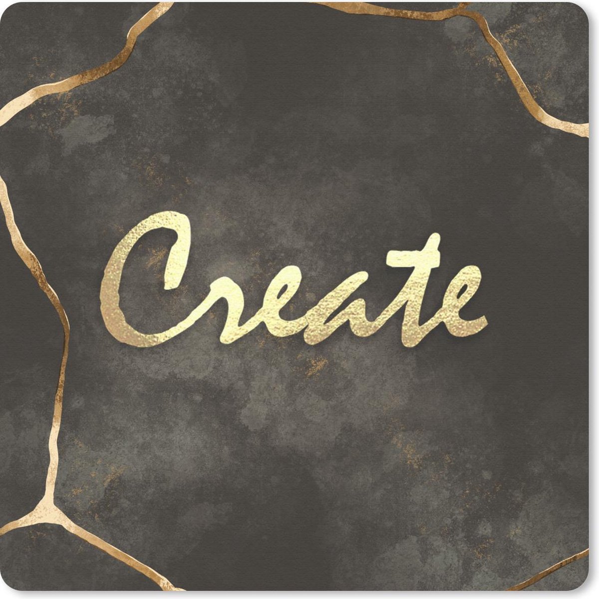 Muismat 20x20 cm - Mousepad Quote - Creatief - Goud - Zwart - Muismatten