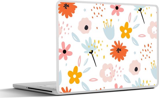 Sticker pour ordinateur portable - 14 pouces - Fleurs - Rose - Wit - Eté