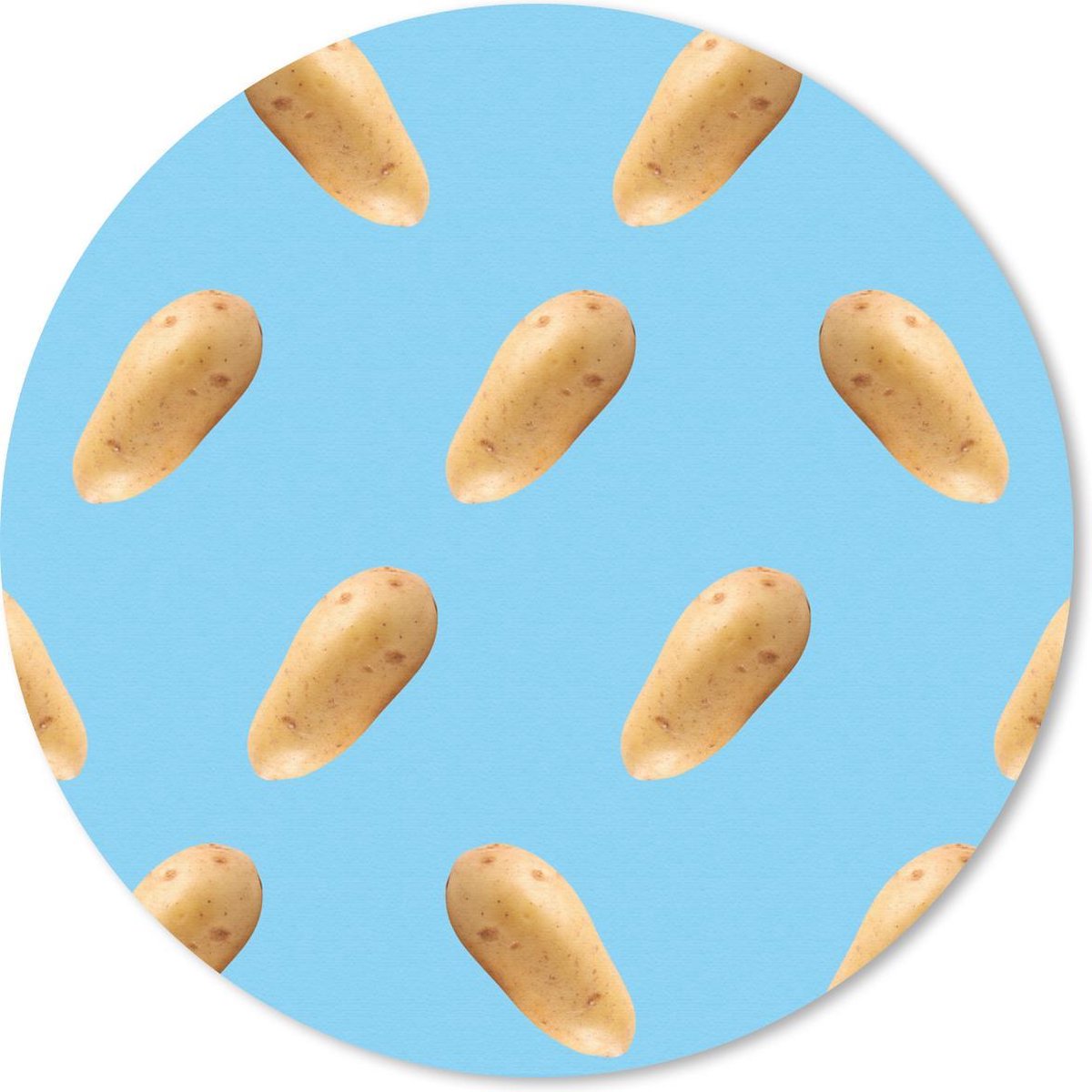 Muismat rond 20x20 cm - Mousepad Aardappel - Patroon - Blauw - Ronde muismatten