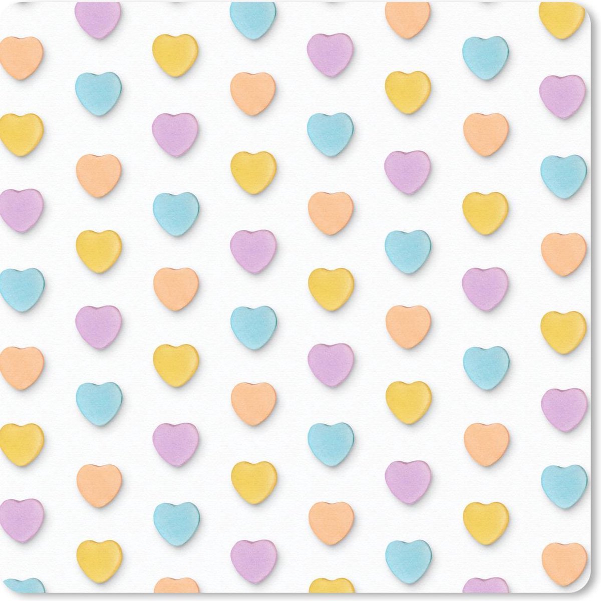Muismat 20x20 cm - Mousepad Pastel - Patroon - Hart - Muismatten