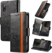 Voor Sony Xperia Ace II Case Neo Business Splicing Dual Magnetische Gesp Horizontale Flip PU Lederen Case met Houder & Kaartsleuven & Portemonnee (Zwart)