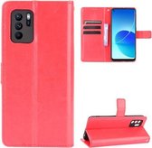 Voor OPPO Reno6 Z Crazy Horse Textuur Horizontale Flip Leather Case met Houder & Kaartsleuven & Lanyard (Rood)