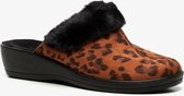 Thu!s dames pantoffels met luipaardprint - Bruin - Maat 39 - Sloffen