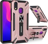 Voor vivo Y95 War-god Armor TPU + PC Schokbestendige magnetische beschermhoes met opvouwbare houder (roségoud)