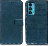 Voor Motorola Edge 20 Magnetische Krokodil Textuur Horizontale Flip Lederen Case met Houder & Kaartsleuven & Portemonnee (Groen)