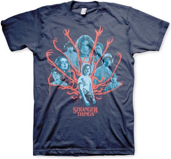 Stranger Things Heren Tshirt -S- Stranger Things Blauw