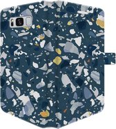 Samsung Galaxy S8 Telefoonhoesje - Portemonneehoesje  - Met pasjeshouder - Met Marmerprint - Terrazzo - Donkerblauw