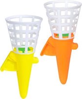 klik- en vangspel 12 cm junior geel/oranje/wit 2 stuks