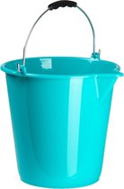Kunststof huishoud emmer met schenktuit blauw 12 liter - Schoonmaak emmers