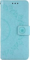 Shop4 - iPhone 13 mini Hoesje - Wallet Case met Pasjeshouder Mandala Patroon Mint Groen