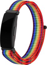 Nylon Smartwatch bandje - Geschikt voor Fitbit Inspire nylon bandje - regenboog - Strap-it Horlogeband / Polsband / Armband
