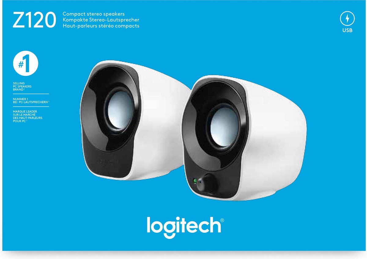 Logitech LGT-Z120 Speakerset 2.0 Bedraad 3.5mm 1.2W Zwart/Wit | bol.com