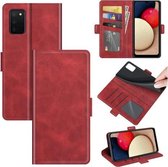 Voor Samsung Galaxy A03s Dual-side magnetische gesp horizontale flip lederen tas met houder & kaartsleuven & portemonnee (rood)