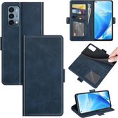 Voor OnePlus Nord N200 5G Dual-side Magnetische Gesp Horizontale Flip Lederen Case met Houder & Kaartsleuven & Portemonnee (Donkerblauw)