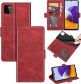 Voor Samsung Galaxy A22 5G Dual-side Magnetische Gesp Horizontale Flip Lederen Case met Houder & Kaartsleuven & Portemonnee (Rood)