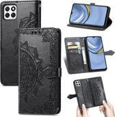 Voor Huawei Enjoy 20 5G Mandala Bloem Reliëf Horizontale Flip Lederen Case met Beugel / Kaartsleuf / Portemonnee / Lanyard (Zwart)