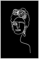 JUNIQE - Poster in kunststof lijst Frida BW -20x30 /Wit & Zwart