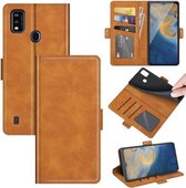 Voor ZTE Blade A51 Dual-side Magnetische Gesp Horizontale Flip Lederen Case met Houder & Kaartsleuven & Portemonnee (Geel)