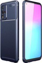 Voor OPPO A93s 5G koolstofvezeltextuur schokbestendig TPU-hoesje (blauw)