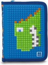 etui met pixels dinosaurus 19 cm blauw