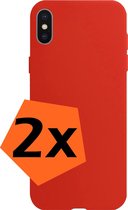 Hoes voor iPhone Xs Max Hoesje Siliconen - Hoes voor iPhone Xs Max Hoesje Rood Case - Hoes voor iPhone Xs Max Cover Siliconen Back Cover - 2x