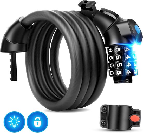 Sportneer Fietsslot, Fietskettingslot, 5-cijferige Herinstelbare Combinatie Anti-diefstal Fietssloten (98 cm, Veelkleurig