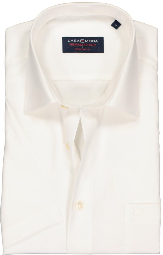 CASA MODA comfort fit overhemd - korte mouw - beige - Strijkvrij - Boordmaat:
