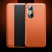 Voor Honor 50 Pro Magnetisch Zijruitzicht Schokbestendig Horizontaal Flip Lederen Smart Case (Oranje)