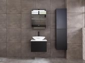 Meuble de salle de bain Mawialux 60x50x43cm | Lavabo | Armoire miroir 60x10x80cm | 1 placard mural | Noir mat | MEU1.60MZH1