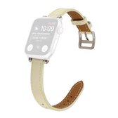 Enkele cirkel 14 mm met kralenstijl lederen vervangende band horlogeband voor Apple Watch Series 6 & SE & 5 & 4 40 mm / 3 & 2 & 1 38 mm (wit)