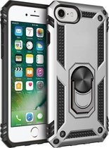 Voor iPhone SE 2020 schokbestendige TPU + pc-beschermhoes met 360 graden roterende houder (zilver)