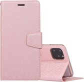 Voor iPhone 12 Zijden Textuur Horizontale Flip Leren Case met Houder & Kaartsleuven & Portemonnee & Fotolijst (Rose Goud)