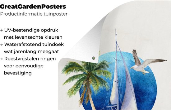 Décoration murale Voilier - Mer - Aquarelle - 120x180 cm - Poster jardin - Toile jardin - Poster extérieur