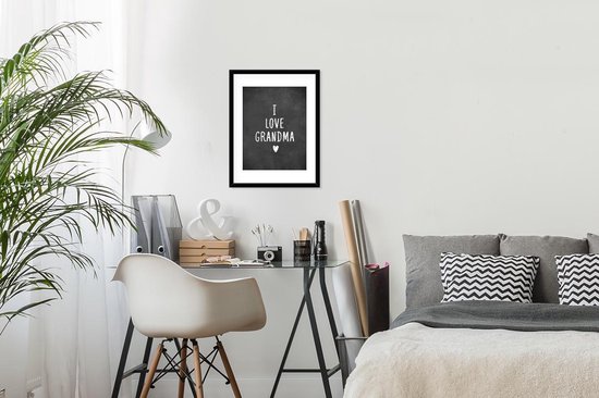 Fotolijst inclusief poster - Posterlijst 30x40 cm - Posters - Spreuken - I love grandma - Quotes - Oma - Foto in lijst decoratie - Cadeau voor moeder - Moederdag cadeautje