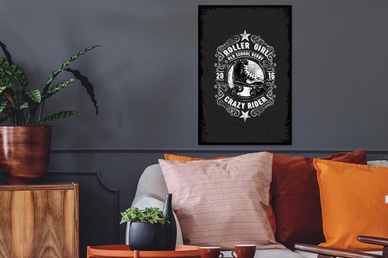 Affiche avec cadre Vintage - Rollers - Zwart - 40x60 cm