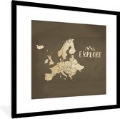Cadre photo incl. Affiche - Cartes - Europe - Marron - Vintage - 40x40 cm - Cadre photo