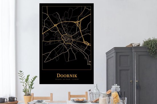 Poster Carte - Tournai - Or - Zwart - 120x180 cm XXL