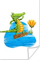 Poster Krokodil - Bloem - Jungle - 60x90 cm