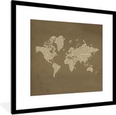 Fotolijst incl. Poster - Wereldkaart - Oud - Krant - 40x40 cm - Posterlijst