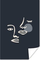 Poster Pastel - Gezicht - Blauw - 20x30 cm
