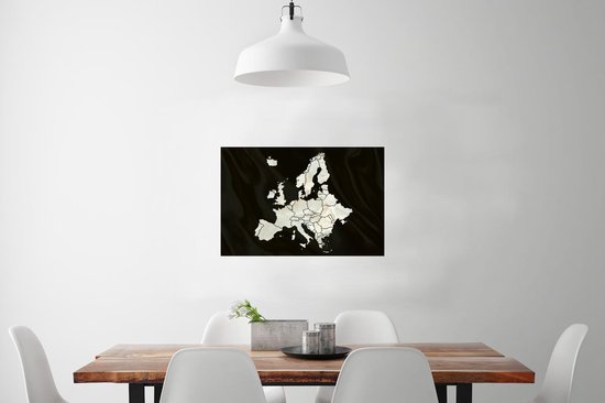 Affiche Carte - Europe - Zwart - 90x60 cm
