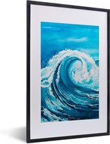 Fotolijst incl. Poster - Golf - Zee - Waterverf - 40x60 cm - Posterlijst