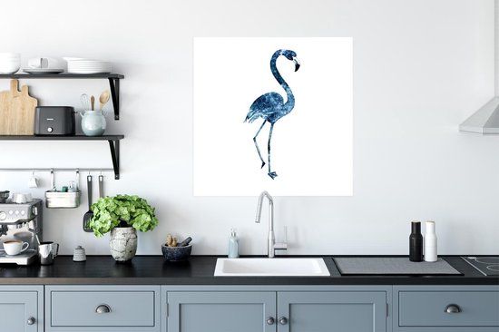 Affiche Flamingo - Ressorts - Blauw - 75x75 cm