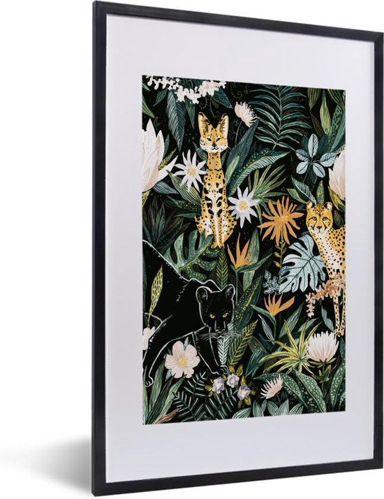 Fotolijst incl. Poster - Jungle - Planten - Panter - 40x60 cm - Posterlijst