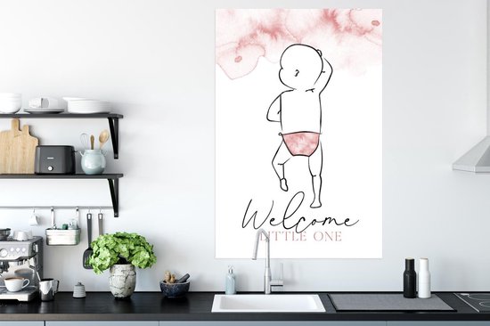 Poster Welcome little one - Baby - Spreuken - Quotes - Meisje - 80x120 cm