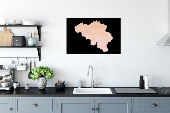 Poster Carte - België - Rose - 90x60 cm