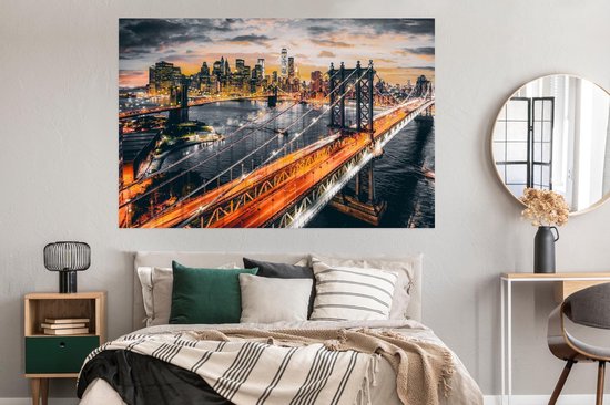 Affiche New York - Coucher de soleil - Oranje - 180x120 cm XXL