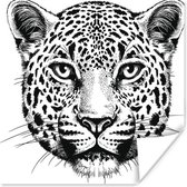 Affiche Panthère - Zwart - Wit - dessin - 50x50 cm