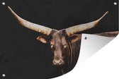 Décoration de jardin Vache - Watussi - Zwart - 60x40 cm - Affiche de jardin - Toile de jardin - Affiche d'extérieur.