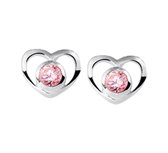 YO&NO - Oorbellen - Zilver - Oorknoppen - Hart - Zirkonia - Roze - 8,5/7mm - Kinderen - Zilver 925